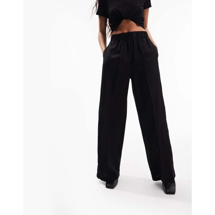 ASOS DESIGN elastic waist tailored trouser in black | ASOS