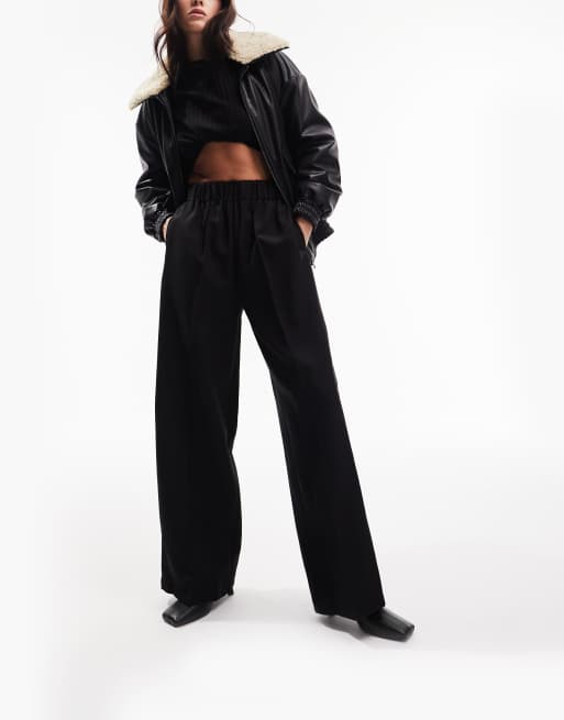 Black Elasticated Waist Trousers