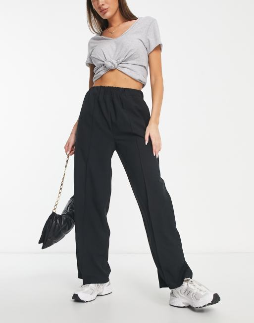 ASOS DESIGN wide leg elasticated waist suit trousers in grey