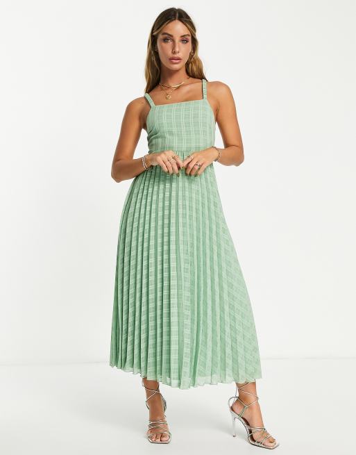 Asos green pleated outlet midi dress