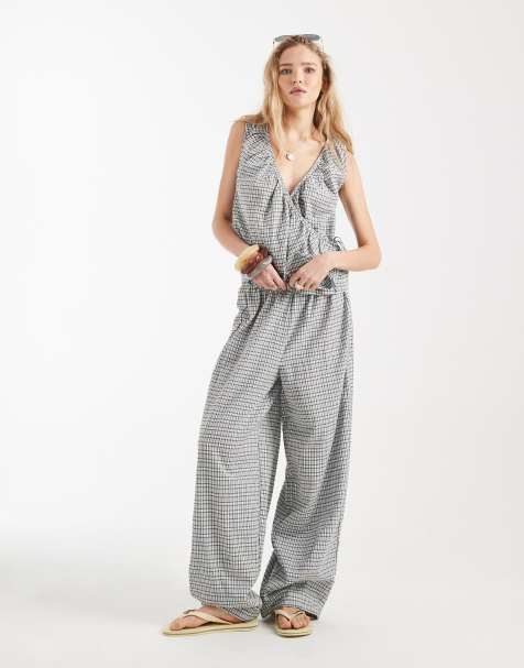 ASOS DESIGN elasticated waist co-ord trouser in check - view 1