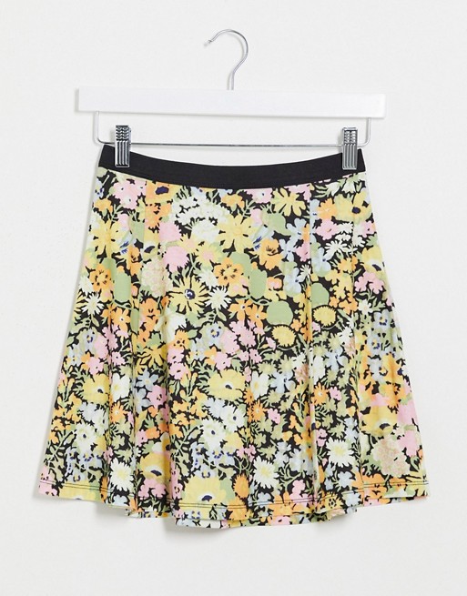 ASOS DESIGN elasticated waist flippy floral print mini skirt