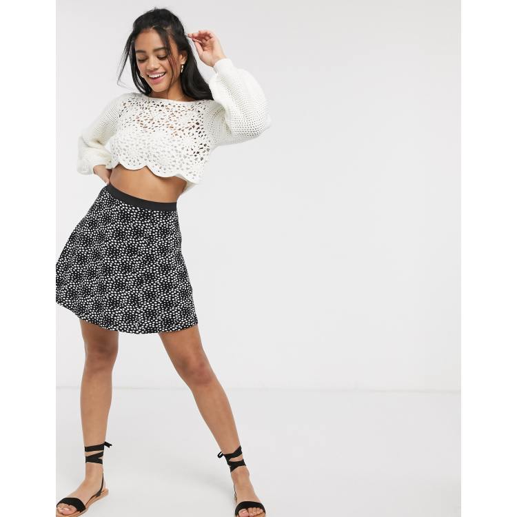 ASOS DESIGN elasticated waist flippy mini skirt in black