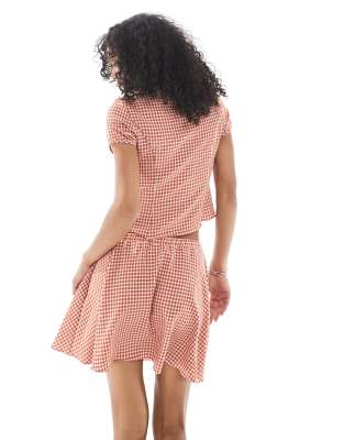 Asos Design Elasticated Waist Mini Skirt In Red