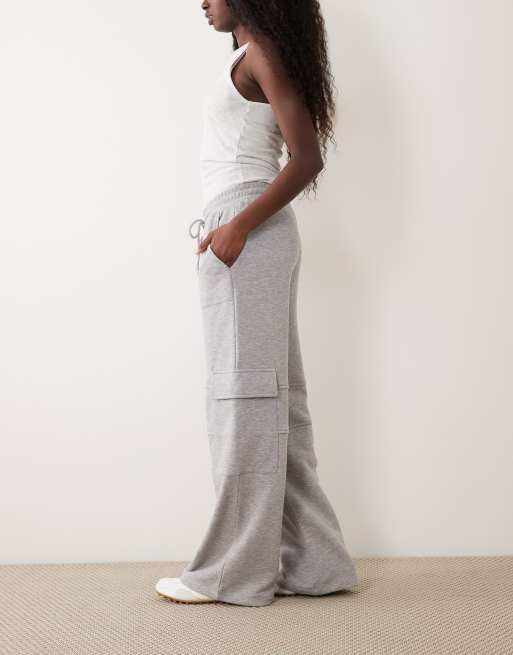 ASOS DESIGN elasticized cargo pants with cuff in gray heather, 2 of 5