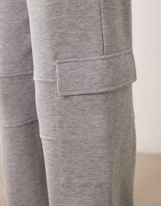 ASOS DESIGN elasticized cargo pants with cuff in gray heather, 4 of 5