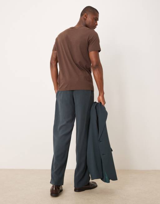 ASOS DESIGN elasticized straight leg suit pants in blue, 3 of 5