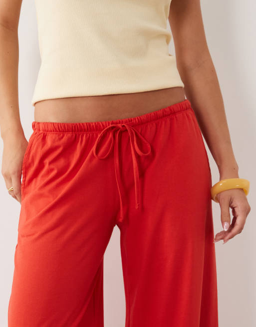 ASOS DESIGN elasticized wide leg pants in red - part of a set, 4 of 5