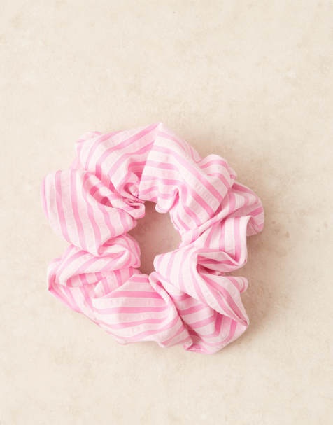 ASOS DESIGN - Elastico per capelli a righe rosa - view 1