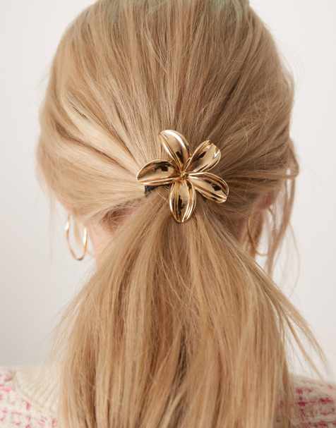ASOS DESIGN - Elastico per capelli con fiore dorato in metallo - view 1