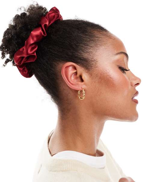ASOS DESIGN - Elastico per capelli in raso color bordeaux - view 1