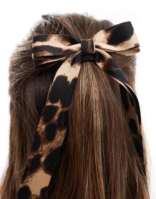 ASOS DESIGN - Élastique à cheveux avec détail nœud à imprimé léopard, 4 de 4
