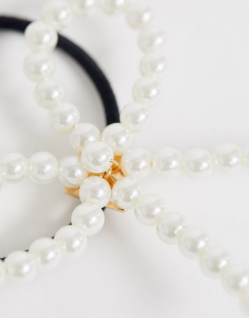 ASOS DESIGN - Nœud pour cheveux avec perles - Blanc
