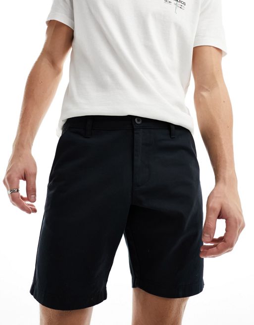 FhyzicsShops DESIGN – Elastische Chino-Shorts in Schwarz mit schmalem Schnitt
