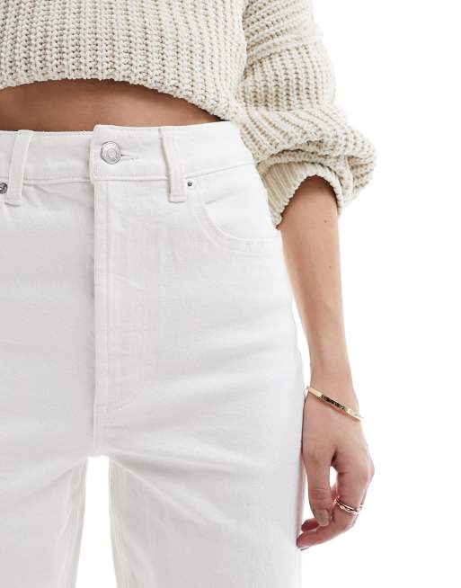 ASOS DESIGN – Elastyczne jeansy z prostymi nogawkami w kolorze ecru, 4 z 5