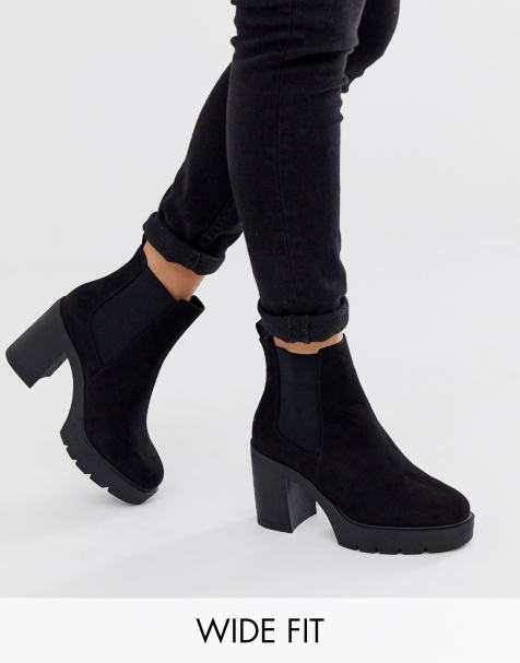 ASOS DESIGN – Elderberry – Robuste Chelsea-Stiefel in Schwarz mit weiter Passform