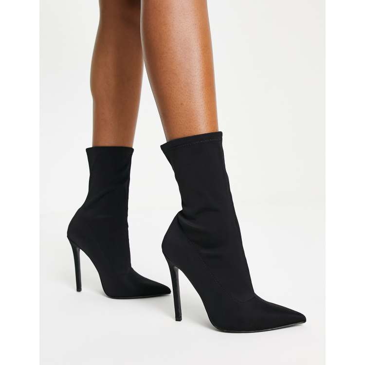 ASOS DESIGN Eleanor high heel sock boots in black