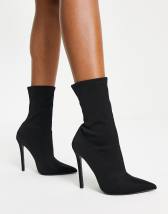 ASOS DESIGN Clearly high-heeled fold over knee boots in cream