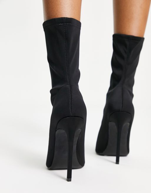 ASOS DESIGN Eleanor high heeled sock boots in black