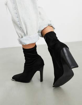 black heeled ankle sock boots