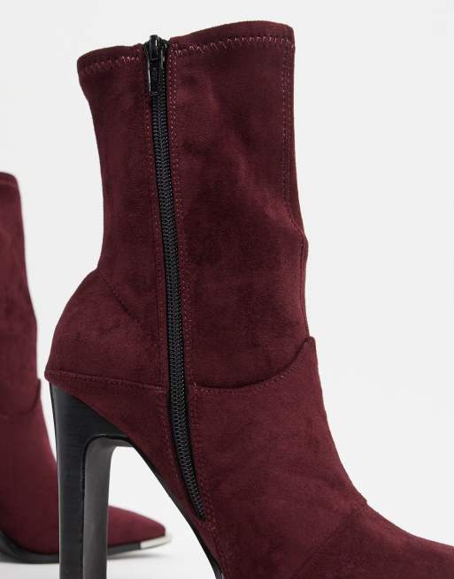 Burgundy sock shop ankle boots