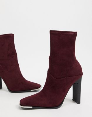 burgundy sock ankle boots