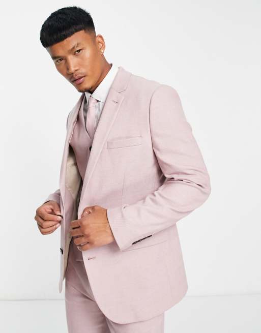 ASOS DESIGN – Elegancka dopasowana marynarka typu oxford w kolorze zgaszonego różu