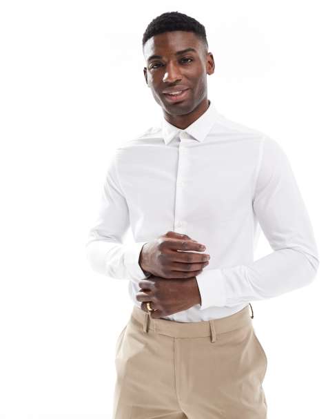 ASOS DESIGN formal textured regular shirt in white