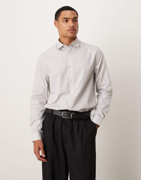 ASOS DESIGN formal easy iron regular shirt in grey