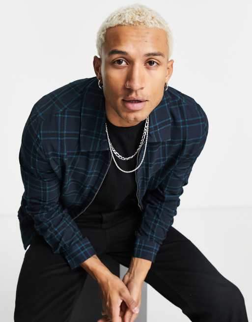 ASOS DESIGN – Elegancka marynarka harrington z krepy w kratę – część zestawu