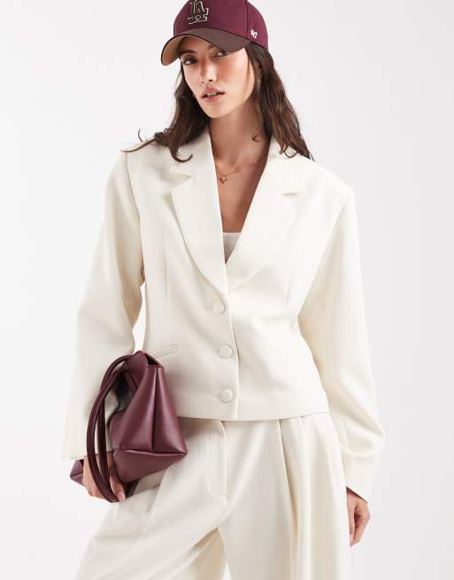 ASOS DESIGN – Kremowy garnitur o pudełkowym kroju oversize, 3 z 3
