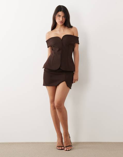 ASOS DESIGN – Elegancka panelowa spódnica mini w kolorze kości słoniowej, część zestawu - view 1