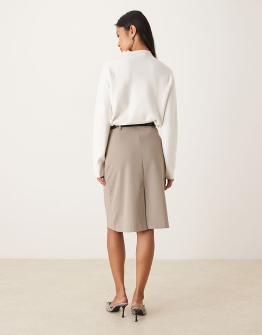 ASOS DESIGN – Elegancka spódnica midi w stylu lat 90 w kolorze mokki, 3 z 5