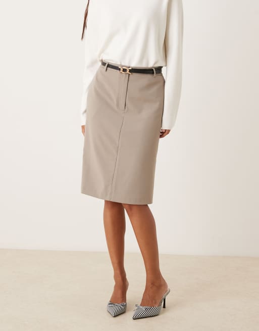 ASOS DESIGN – Elegancka spódnica midi w stylu lat 90 w kolorze mokki, 5 z 5