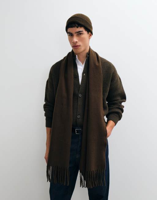 ASOS DESIGN elegancki tkany szalik w kolorze brązowym, 2 z 3