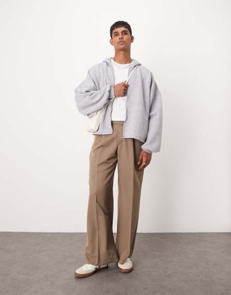 ASOS DESIGN – Eleganckie brązowe spodnie o luźnym kroju z zakładkami z przodu - view 1