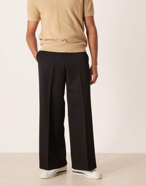 ASOS DESIGN smart loose leg trousers in black