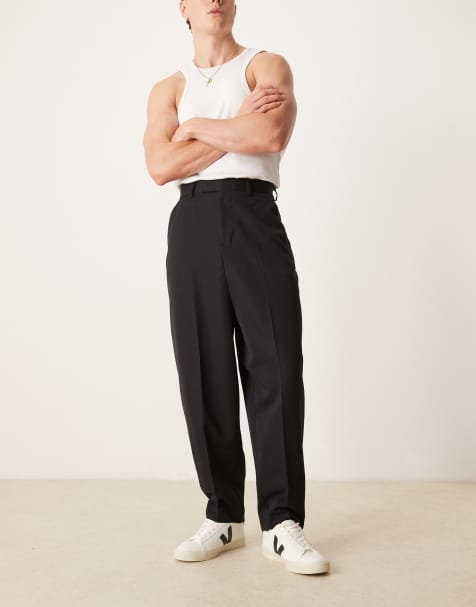 ASOS DESIGN smart baggy balloon fit trousers in black