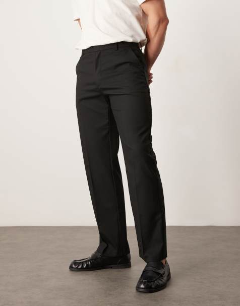 ASOS DESIGN smart straight leg trousers in black