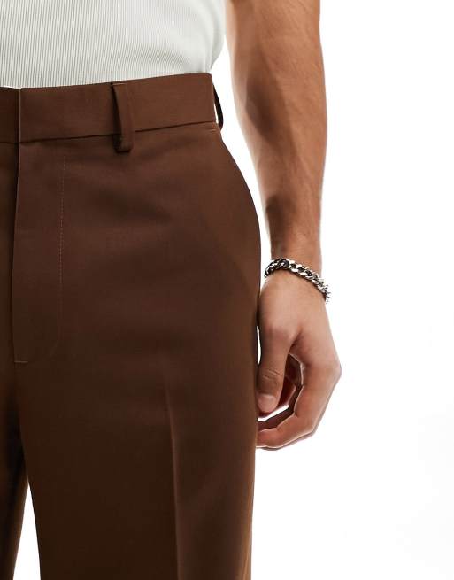ASOS DESIGN – Eleganckie czekoladowobrązowe spodnie z prostymi nogawkami, 5 z 5