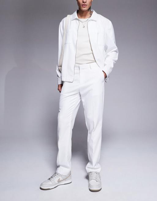 ASOS DESIGN – Eleganckie dopasowane spodnie w białym kolorze, część zestawu