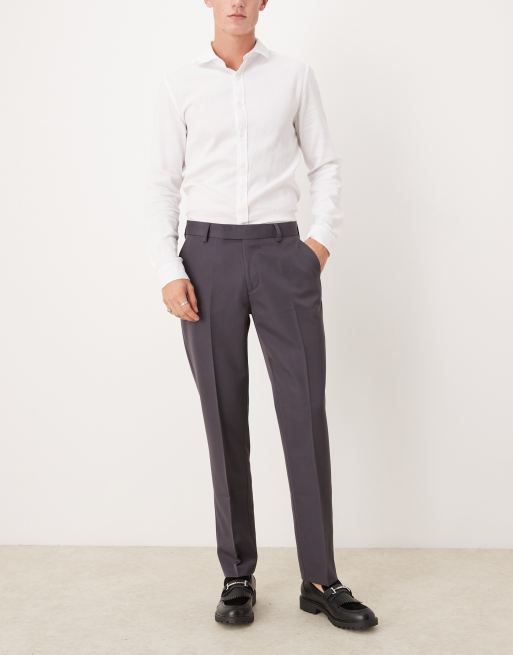 ASOS DESIGN – Eleganckie dopasowane spodnie w grafitowym kolorze