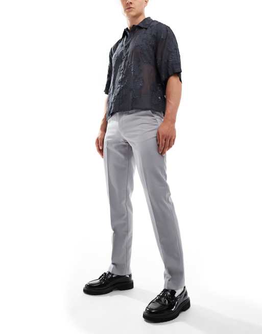 ASOS DESIGN – Eleganckie dopasowane spodnie w jasnoszarym kolorze
