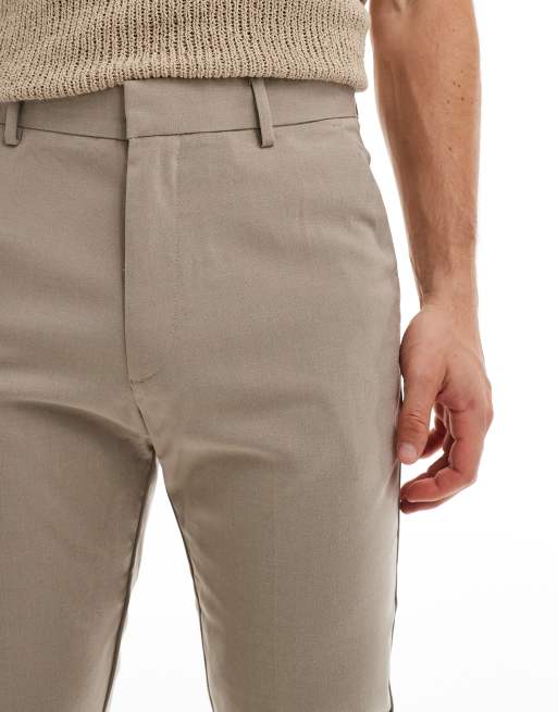 ASOS DESIGN – Eleganckie dopasowane spodnie w kamiennobeżowym kolorze, 5 z 5