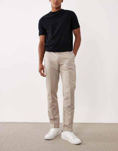 ASOS DESIGN smart slim fit trousers in stone