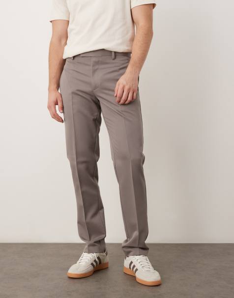 ASOS DESIGN smart slim trousers in brown