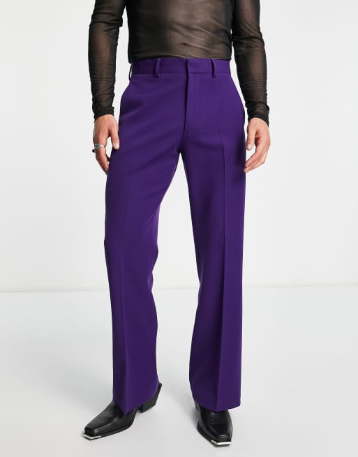 ASOS DESIGN – Eleganckie fioletowe spodnie z rozszerzanymi nogawkami