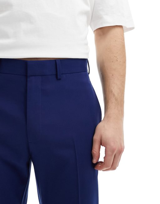 ASOS DESIGN – Eleganckie granatowe spodnie z rozszerzanymi nogawkami, 5 z 5