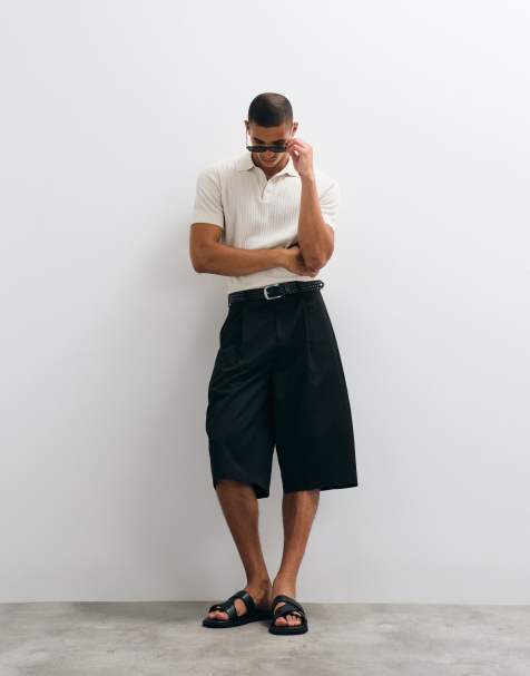 ASOS DESIGN eleganckie krótkie szorty barrel longline w czerni - view 1