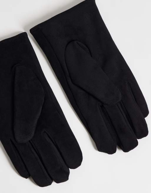 ASOS DESIGN eleganckie rękawiczki z imitacji zamszu w czerni, 3 z 3